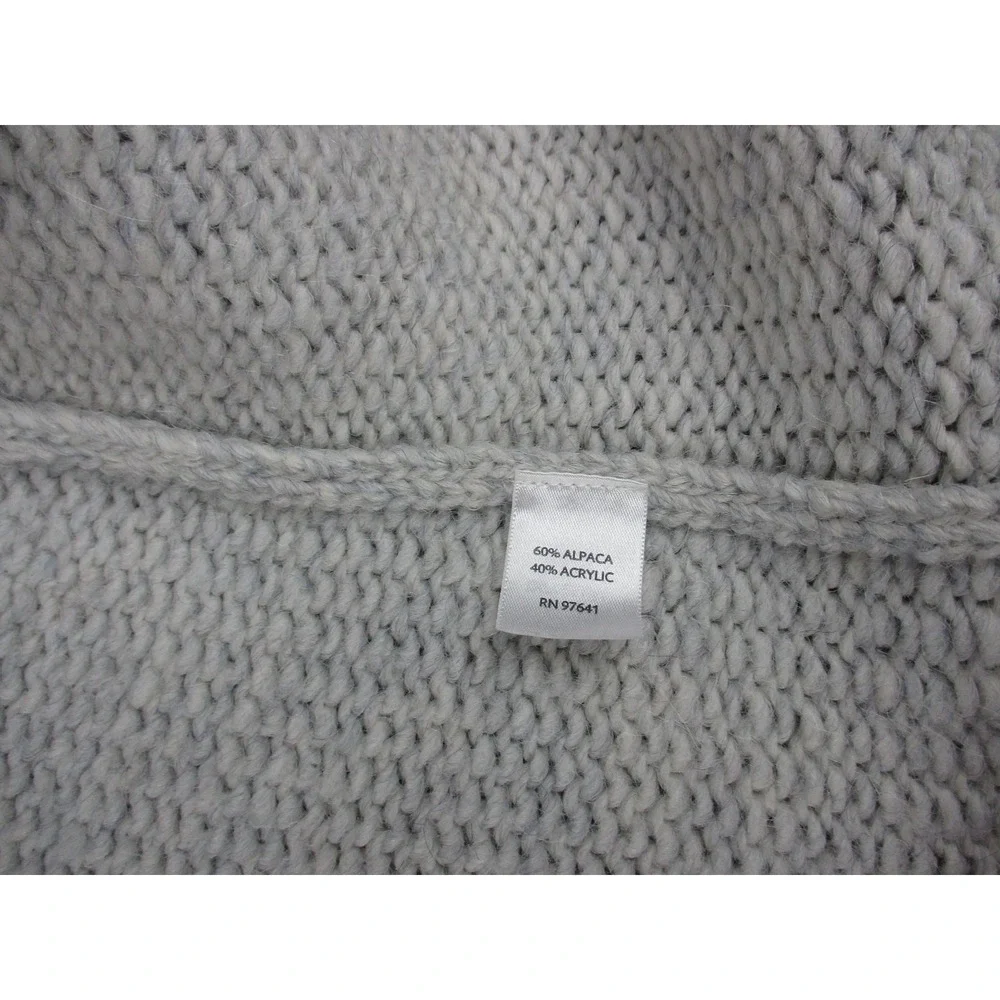 J Jill Cardigan Sweater Womens Petite Small Gray Alpaca Blend Chunky Knit Open